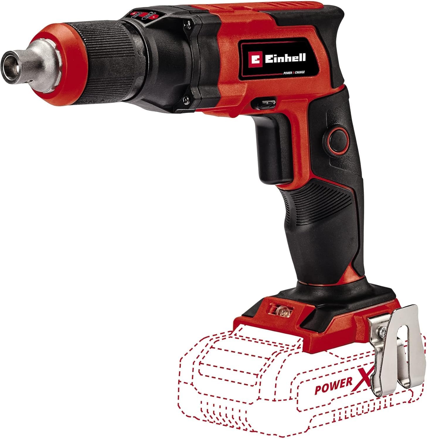 Einhell Cordless Drywall Screwdriver 18V Power X-Change, 4000 RPM, Depth Stop, Magnetic Bit Holder, LED, Lightweight Drywall Drill Driver with Storage Case, Without Battery TE-DY 18 Li Solo