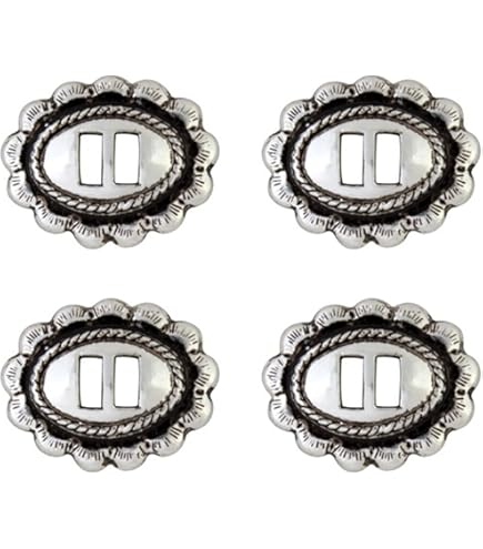 10 Pack Slotted Stamped Steel Concho - Antique Nickel 1 Inch For Leather Craft & Belts