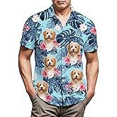Lussues Nee Havanese Hawaiian Shirts for Men,Button Down Beach Casual Shirtss