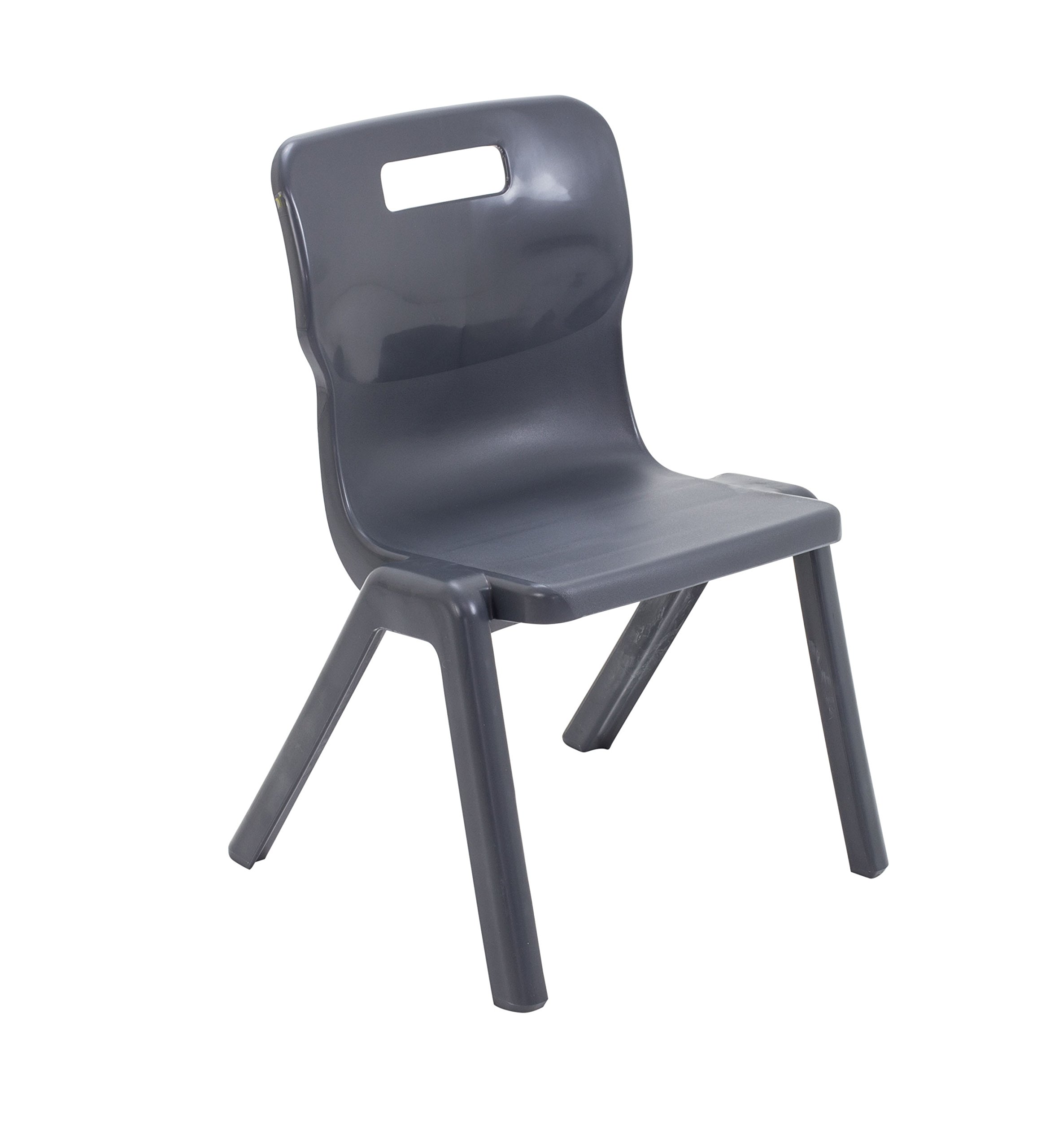 Titan One Piece Classroom Chair, Plastic, Charcoal, Size 3 for Ages 5-7 Years, Pack of 2