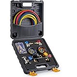 Orion Motor Tech 4 Way AC Gauge Set, AC Manifold Gauge Set for R410a R22 R134a Refrigerant, 4 Valve Automotive AC Gauges with