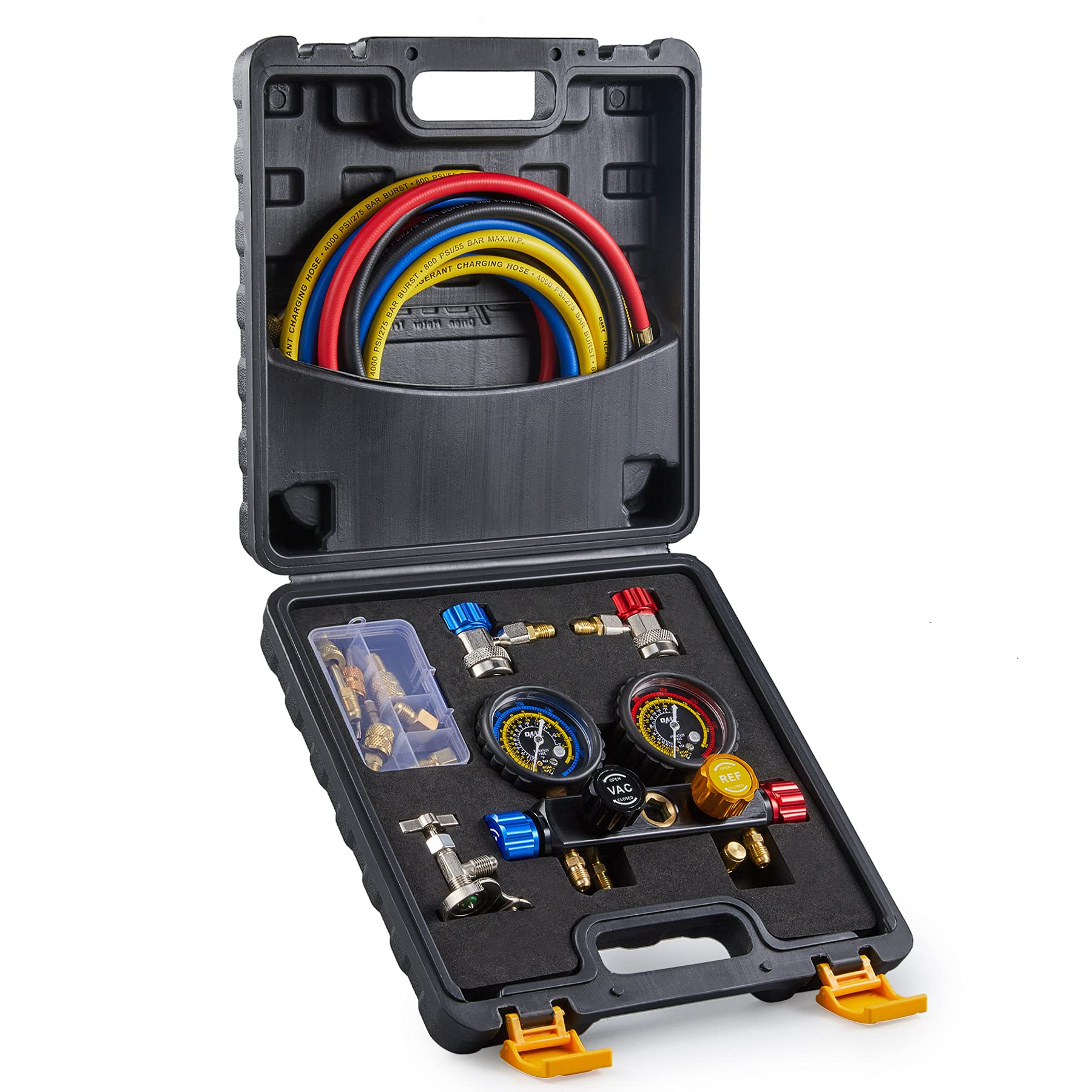 Orion Motor Tech 4 Way AC Gauge Set, AC Manifold Gauge Set for R410a