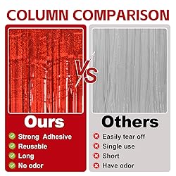 pabues 3 Pack 3.3ft x 6.6ft Laser Red Tinsel