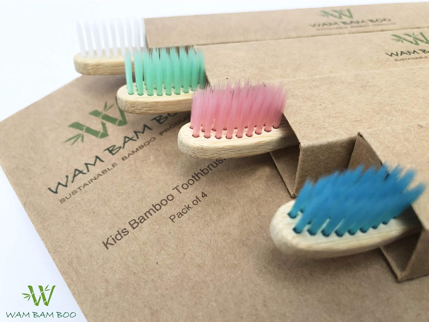 Bamboo Toothbrushes I Natural Wooden Toothbrush I WAM BAM BOO I Family Pack of 5 Toothbrushes I ECO Friendly Products I UK Design I Vegan Friendly I Soft to Medium Bristles I Environmentally Friendly - Image 4