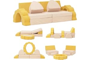 LOAOL Kids Couch, Modular Kids Play Couch, 10PCS Kids Sofa Imaginative Climbing Playset for Creative Kids, Toddler to Teen Foam Floor Couch, Girls and Boys Playroom Convertible Sofa, Toddler Couch