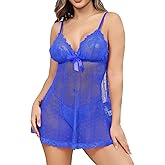 ALOVECDYV Women's Sexy lingerie Lace Babydoll Chemise Sleepwear Black