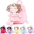Gloveleya Toddler Backpack Baby Girl Gift Plush Bag Diaper Bag with Spring Girl Doll Curly Hair Girl Toys with Love Pink 9 Inches