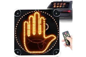 ALDST Car Finger Light with Remote, Hand Gesture Amber LED Light with Suction Cup - 14 Modes for Road Rage Warning Signs Car Accessory Christmas Xmas Gift for Men Women