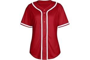 DOLPIND Womens Baseball Jersey Shirt Button Down Blank Softball Jersey Short Sleeve Hip Hop Active Hipster Shirts