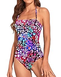 Holipick Women Color Leopard One Piece Swimsuits