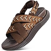 KuaiLu Womens Orthopedic Walking Sandals Comfortable Plantar Fasciitis Arch Support Sport Recovery Outdoor Casual Sandles Thick Memory Foam Cushion Cross Strap Adjustable Slides