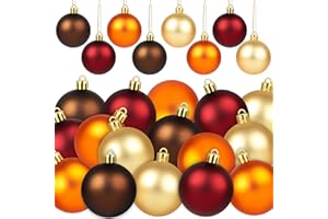 AUGISTEEN 20 PCS Thanksgiving Ball Ornaments for Tree Fall Ball Hanging Ornaments Plastic Orange Brown Ball Ornaments Thanksgiving Hanging Decorations for Fall Autumn Thanksgiving Harvest Home Party Supplies