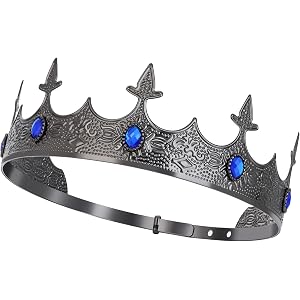 King Crown for Men Medieval Royal Prince Tiara for Birthday Prom Decoration