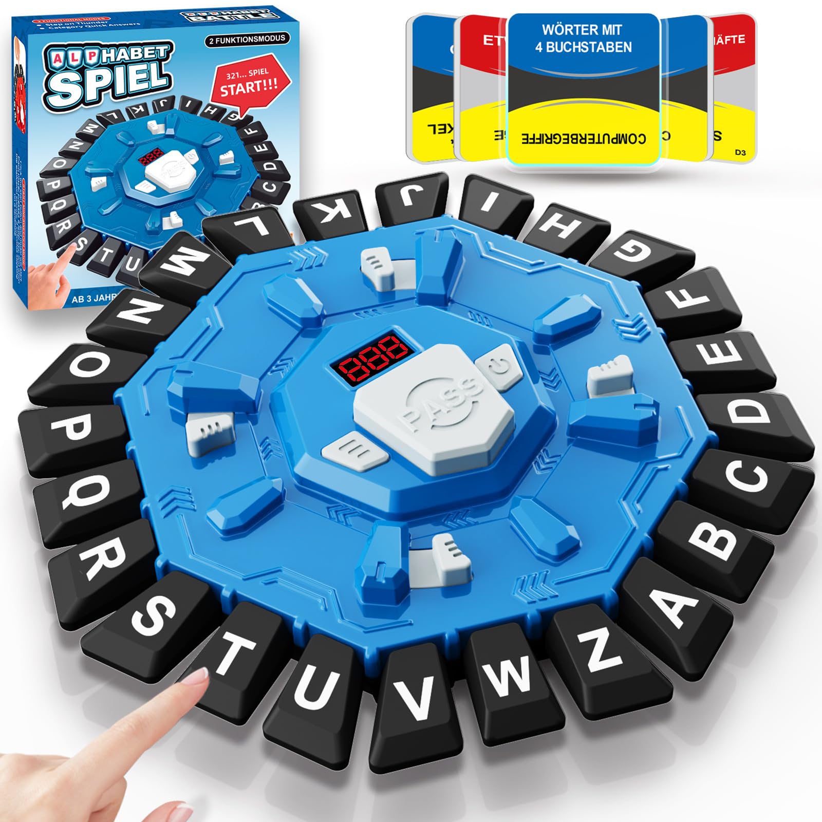 Wortspiel Buchstaben Drücken,Brettspiel Familienspiel mit 2 Modi,35 Karten