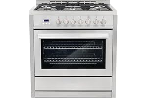 COSMO F965NF 36 in. Stellar Collection 3.8 cu. ft. Dual Fuel Range, 5 Sealed Burners, 8 Function Convection Oven in Stainless Steel
