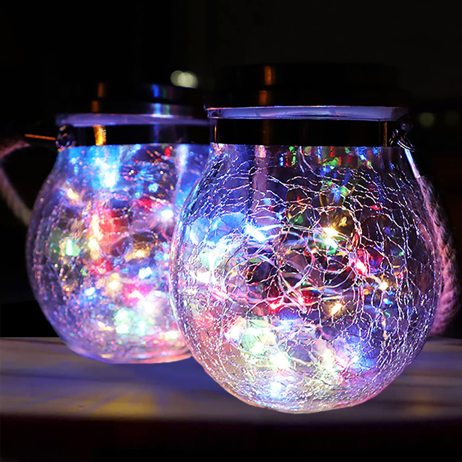 Solar Lanterns Outdoor, Ovker 30 LED Hanging Solar Garden Lanterns, Waterproof Solar Lights Decorative Garden Lantern LED Light for Indoor Outdoor Garden Fence Party Table Decoration(Multicolor,2pcs)