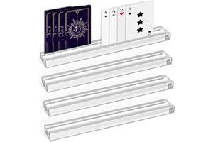 ZJRDYYK Playing Card Holder Set of 4 for Seniors Adults Kids, Acrylic Double Groove Playing Card Holder for Bridge Canasta Ha