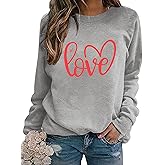 APRFLOWER Women Valentines Sweatshirt Love Heart Graphic Print Shirts Valentine’s Day Shirt Vintage Pullover Tops