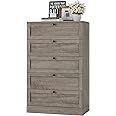 HOSTACK 5 Drawer Dresser for Bedroom, 43.7" Tall Dresser & Chest of Drawers, 29" W Drawer Chest with Metal Handles, Wood Vertical Storage Cabinet for Living Room, Hallway, Entryway, Ash Grey