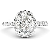 Sterling Silver Simulated Oval Cut Diamond or Moissante Halo Engagement Ring with Side Stones Promise Bridal Ring