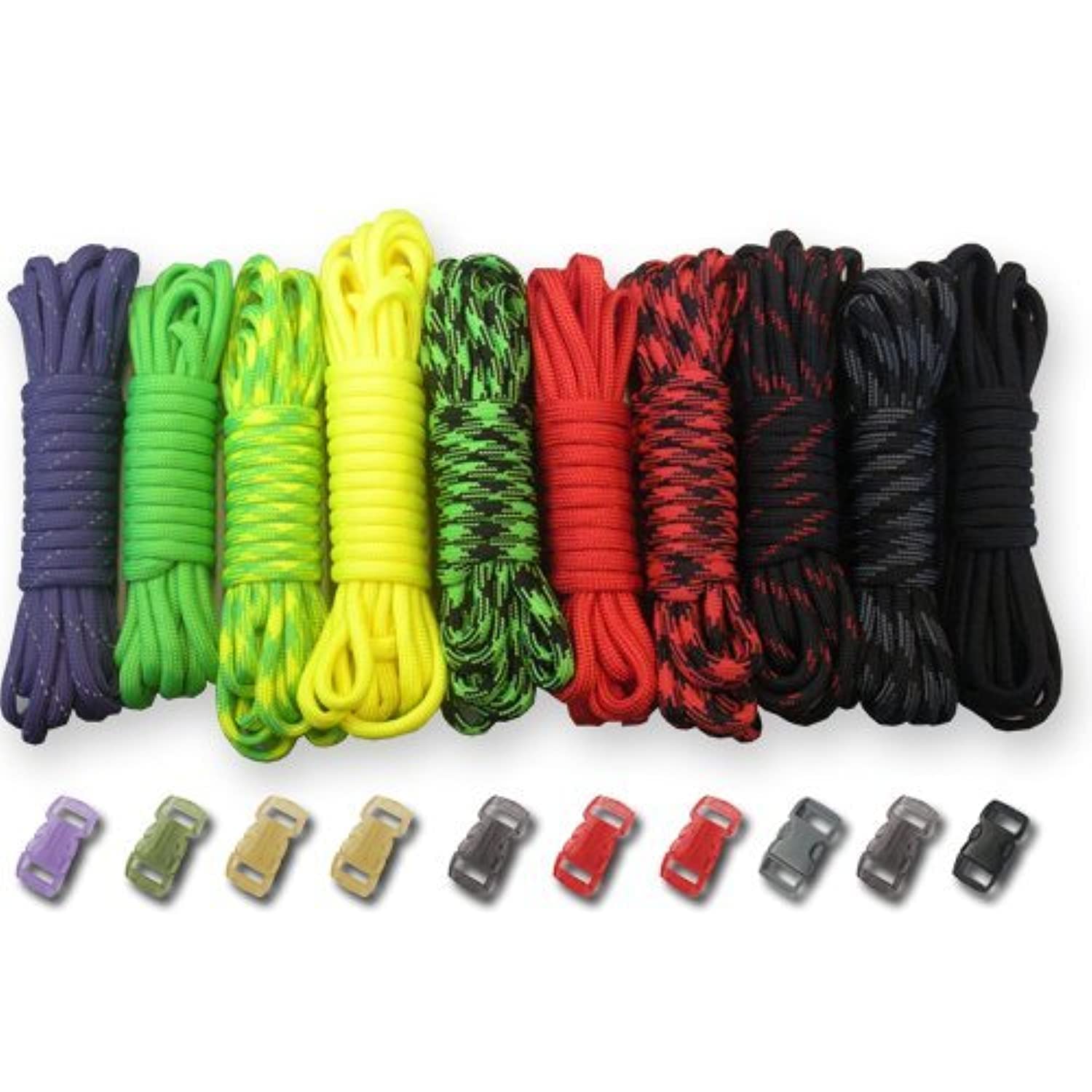 PARACORD PLANET 550lb Type III Paracord Combo Crafting Kits with Buckles Zombie