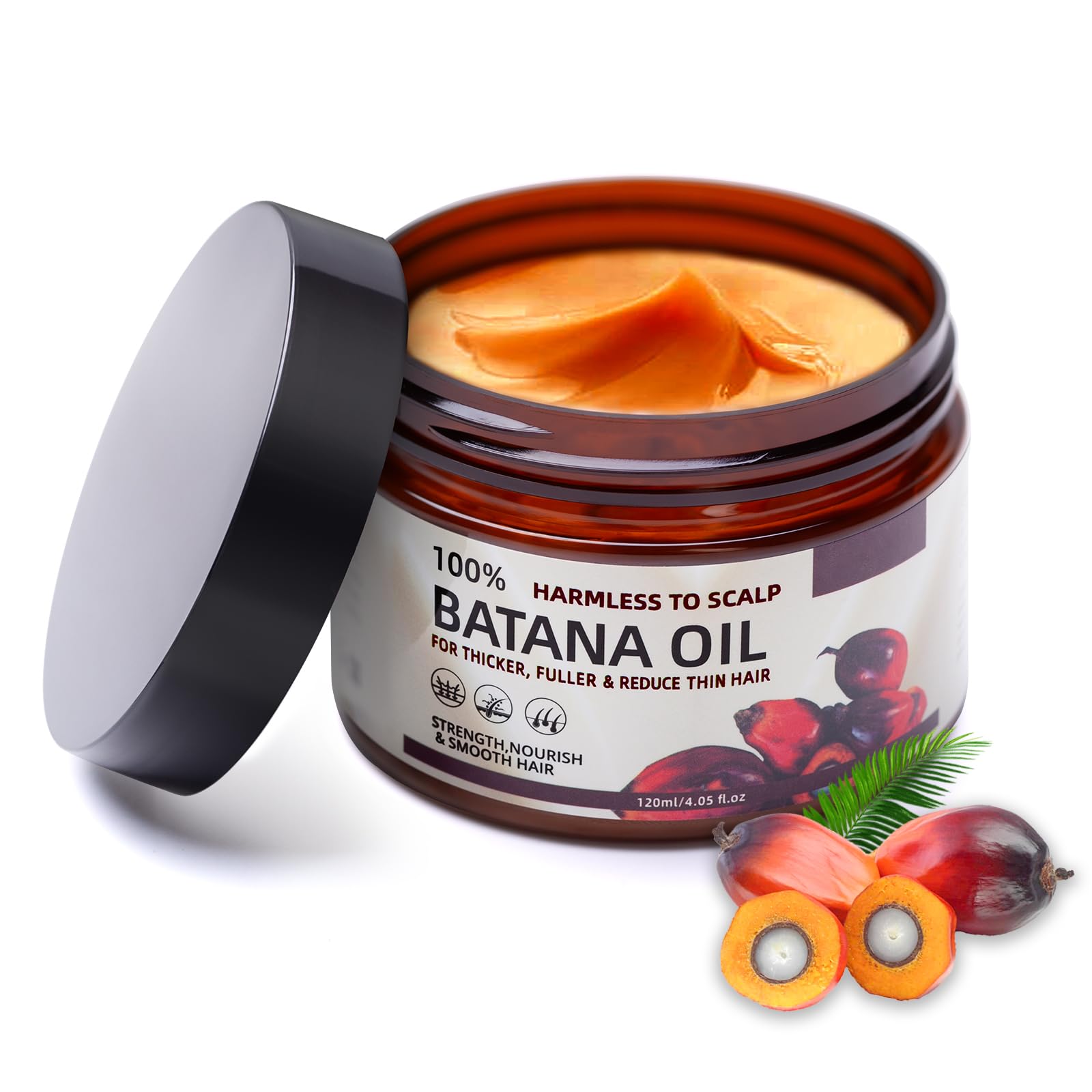 Batana Oil for Hair Growth, 100% Pure Organic Batana Oil as Hair Mask, Scalp and Hair Oil, Repair Damaged Hair, Veganic Hair Oil for Thicker, Fuller Hair - Suitable for all Hair Types, 4.05oz