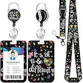 Autism Awareness ID Badge Holder with Lanyard, Autistic Pride Retractable Lanyards for ID Badges Name Tag Clips, Funny Nurse Teacher Office Student Gift