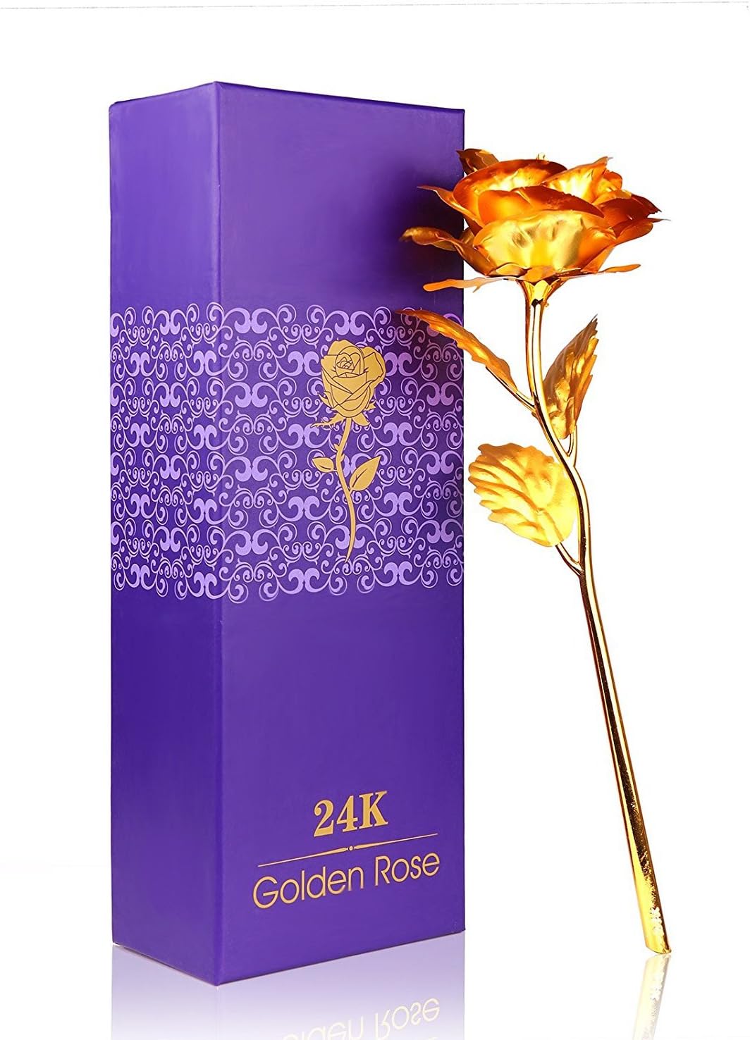 Leyrus 24K Gilded Rose Creative Thanksgiving Day/Mother's Day/Valentine's Day/Christmas/New Year The Most Beautiful Gift (Gold) Size: Length 10 inches (25.5 cm), Width 3.3 inches (8.5 cm)