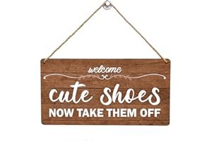 FEXICHUJI Please Take Your Shoes Off Sign, Wooden Printed No Shoes Sign for House, Please Remove Your Shoes Sign for Front Door, Hanging Cute Porch Decor-Welcome, Cute Shoes, Now Take Them Off