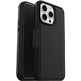 OtterBox iPhone 15 Pro MAX (Only) Strada Folio Series Case - Shadow (Black), Card Holder, Snaps to MagSafe, Genuine Leather, Pocket-Friendly, Folio Case