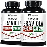 Healthfare Graviola Soursop Extract 5000mg | Annona Muricata | 400 Vegan Capsules (Pack of 2) | High Potency Leaf & Fruit Blend | Non-GMO | Gluten-Free | Made in USA