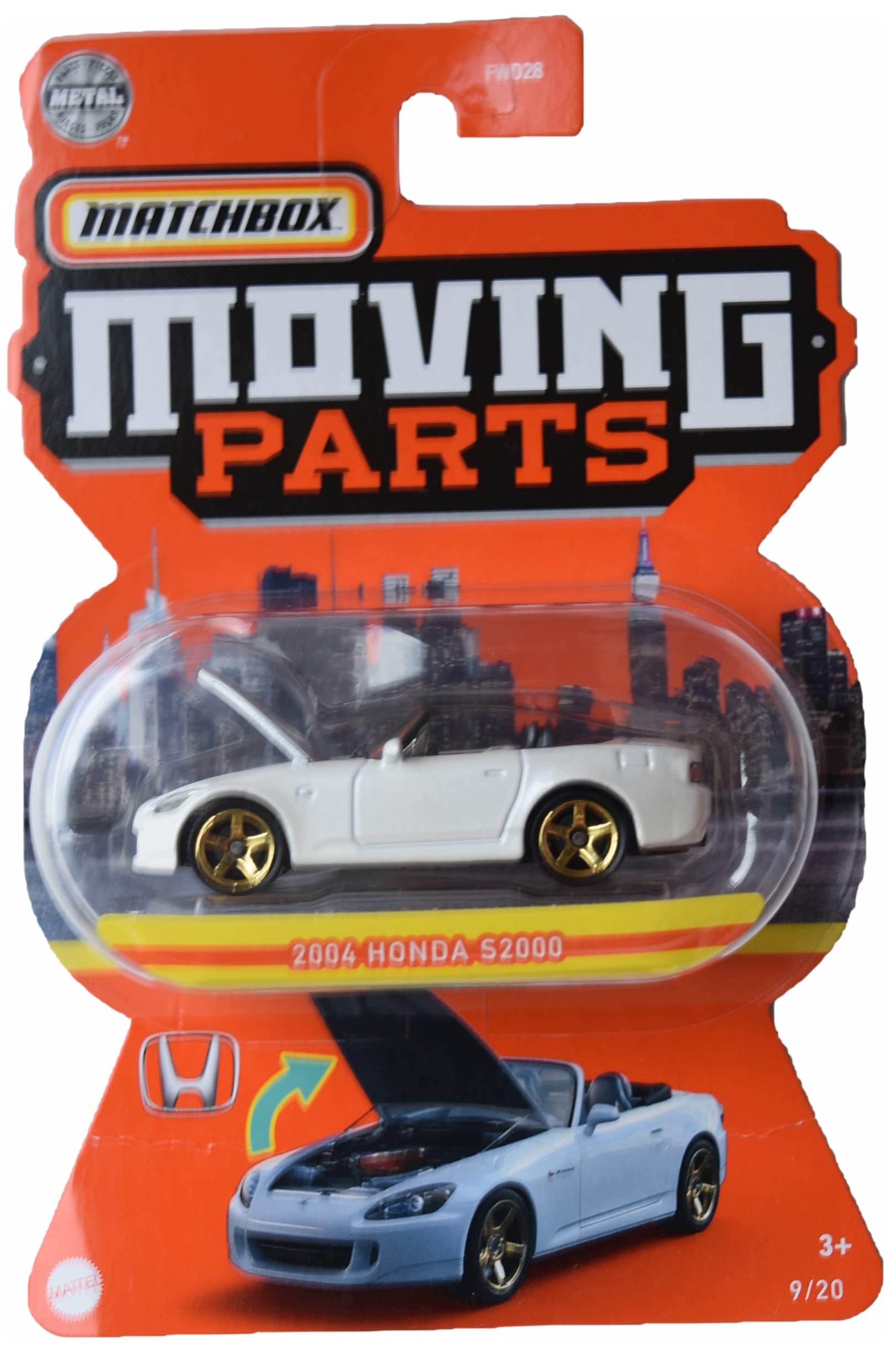 Matchbox White 2004 Honda S2000 Diecast Toy Car, Moving Parts 9/20