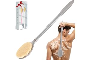 GEENOA New Back Scrubber Anti-slip for Shower, 18.9‘’ Adjustable Shower Back Scrubber with Dual-side Head & Soft Bristles, Ex