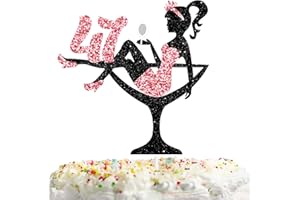 LISIMY Sitting Girl Cake Topper Picks for Girl Lady 47th Birthday Makeup Spa Theme Party Decoration Supplies 47 Silhouette High Heeled Girl Cake Decor Rose Gold Glitter