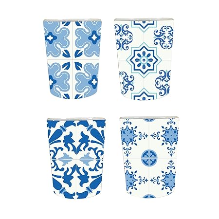 YaYa Cafe� Blue Pottery Indigo Attractive Decorative Pots Planter Indoor (Only Pot) Set of 4