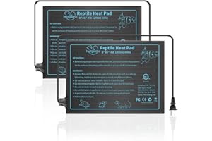 HYDGOOHO Reptile Heat Pad Under Tank Terrarium Heater MET Approved Waterproof Heat Mat Terrarium Accessories for Snake Lizard Hermit Crab Turtle Frog Spiders (6X8`` 2 Pack)