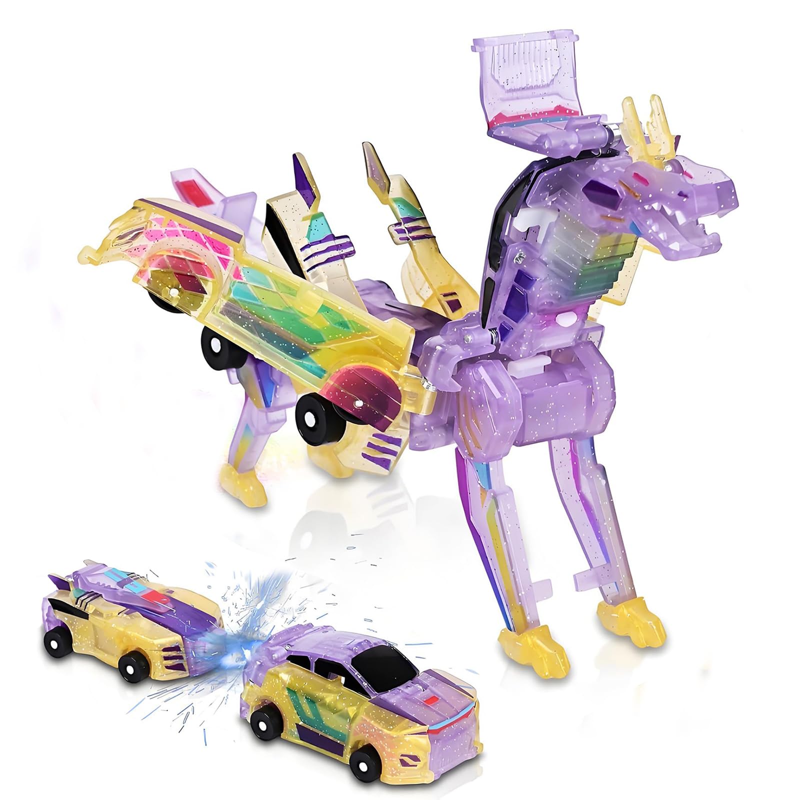 Goorder Robocrash Magnetic Transforming Car, 2 In 1 Collision Deformation Cars, Car Toys for 3 4 5 6 7 8 Years Old Boys and Girls Kids Birthday Christmas