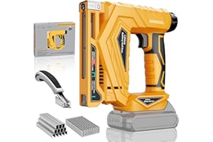 3/8” Electric Staple Gun for De-Walt 20V Battery, 2-in-1 Cordless Brad Nailer & Electric Nail Gun, 1000 Nails and Staples(Max