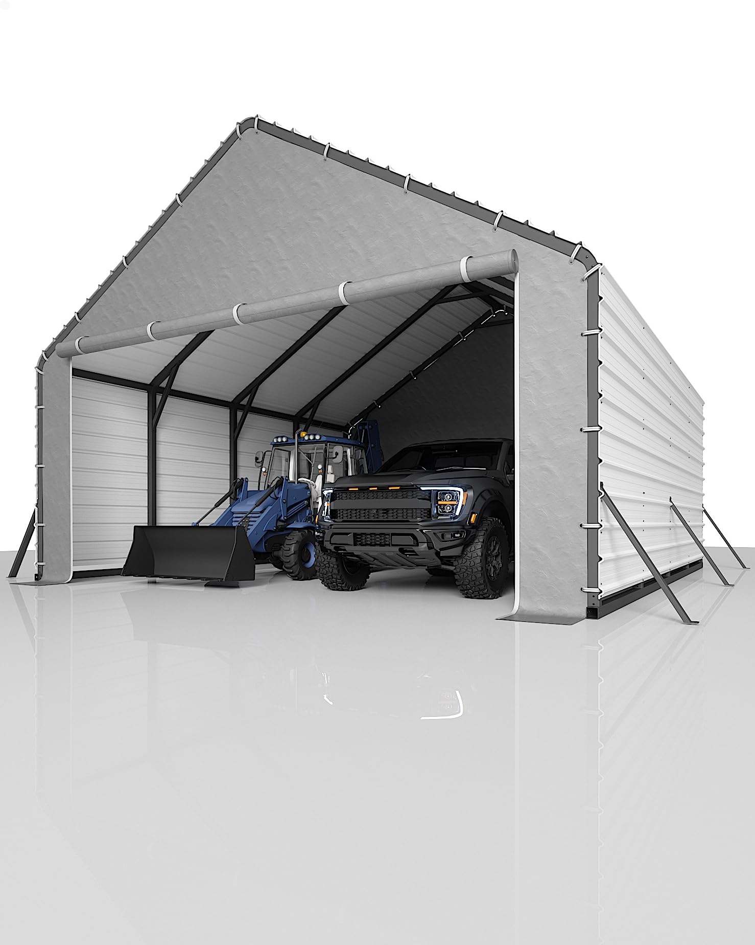 Photo 1 of ********MISSING PARTS*********** GarveeLife 20 ft x20 ft x13 ft Enclosed Metal Carport for 2 Cars, Heavy Duty Steel Frame for All Weather, Permanent Shelter for Boats, Full-Sized Pickup Trucks, and Tractors, N.W. 1,000 LBS