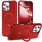 TIANLI Designed for iPhone 16 Pro Max Case with Magnetic Invisible Ring Stand [Compatible with Mag-Safe] [Military Drop Protection] Shockproof Anti-Slip Cover for iPhone 16 Pro Max 6.9",Red