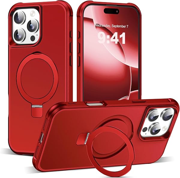 SKYLMW Compatible with iPhone 16 Pro Max Case with Invisible Magnetic O-Ring Stand Military-Grade Case for iPhone 16 ProMax 6