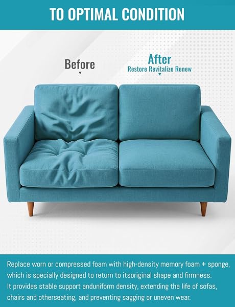 COUCH CUSHION REPLACEMENT, CERTIPUR-US CERTIFIED 2.5 LB DENSITY UPHOLSTERY MEMORY FOAM HIGH DENSITY SPONGE 72″L×24″W×4″THICK DEEP COMFORT FOR HARD MATTRESS TRANSFORMATION FLOOR SLEEPING