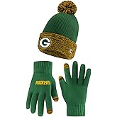 Ultra Game NFL unisex-adult Super Soft Two Tone Winter Beanie Knit Hat With Extra Warm Touch Screen Gloves