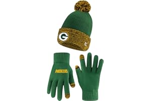 Ultra Game NFL Unisex Kids Super Soft Two Tone Winter Beanie Knit Hat with Extra Warm Touch Screen Gloves