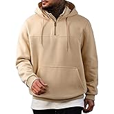 JMIERR Mens Casual Cotton Hoodies Drawstring Quarter Zip Pullover Sweatshirts