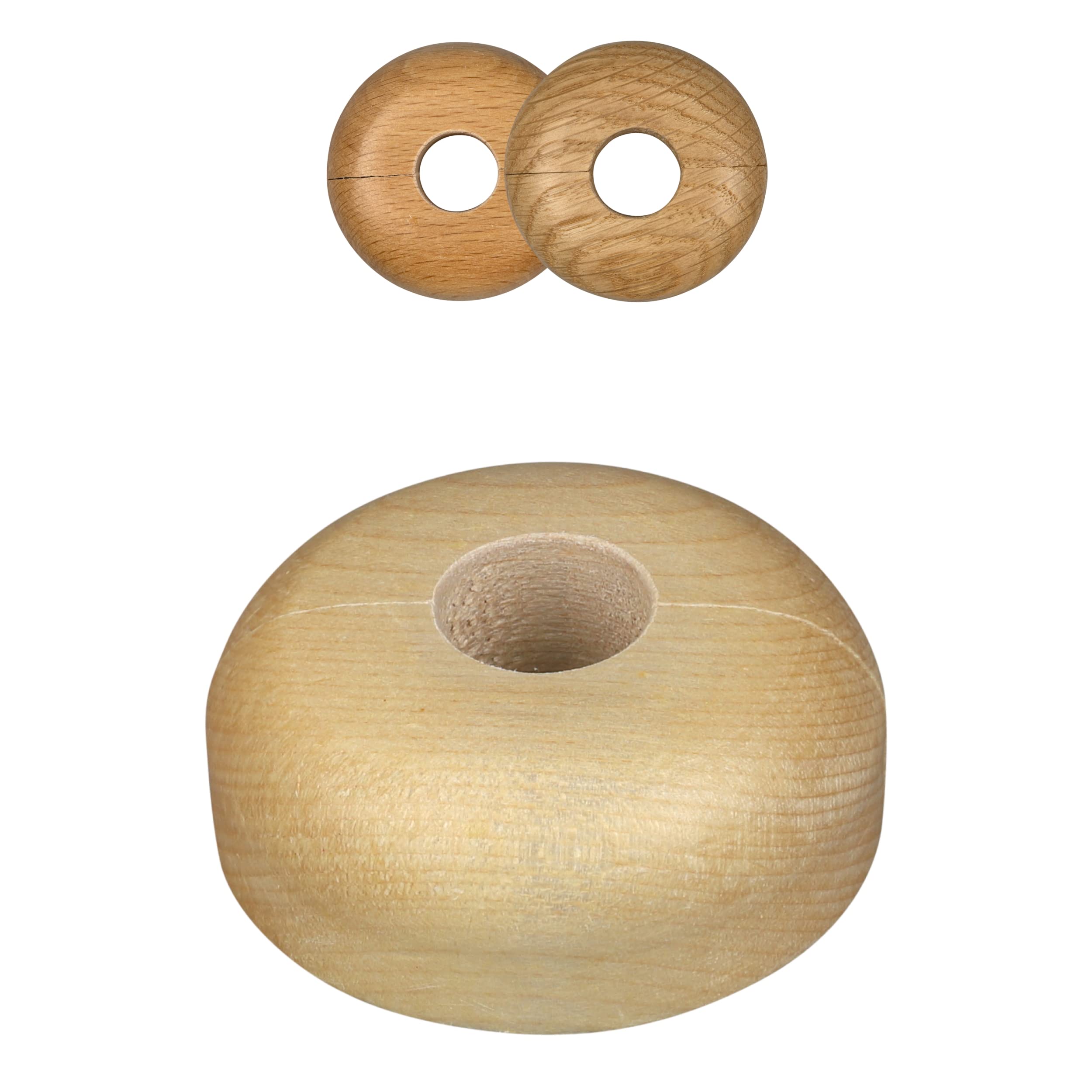 FUX 10 Pieces Maple Wood Pipe Covers, Inner Diameter: 15mm, Outer Diameter: 50mm, Height: 20mm, Slip Connector, Made in Germany