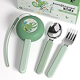 Bentoheaven Kids Travel Utensils with Case, Food-Grade Stainless Steel & BPA-Free Plastic, Travel Kid Cutlery Set, Dishwasher Safe Fork, Spoon & Case, Reusable Flatware, Silverware for Kids(Chameleon)