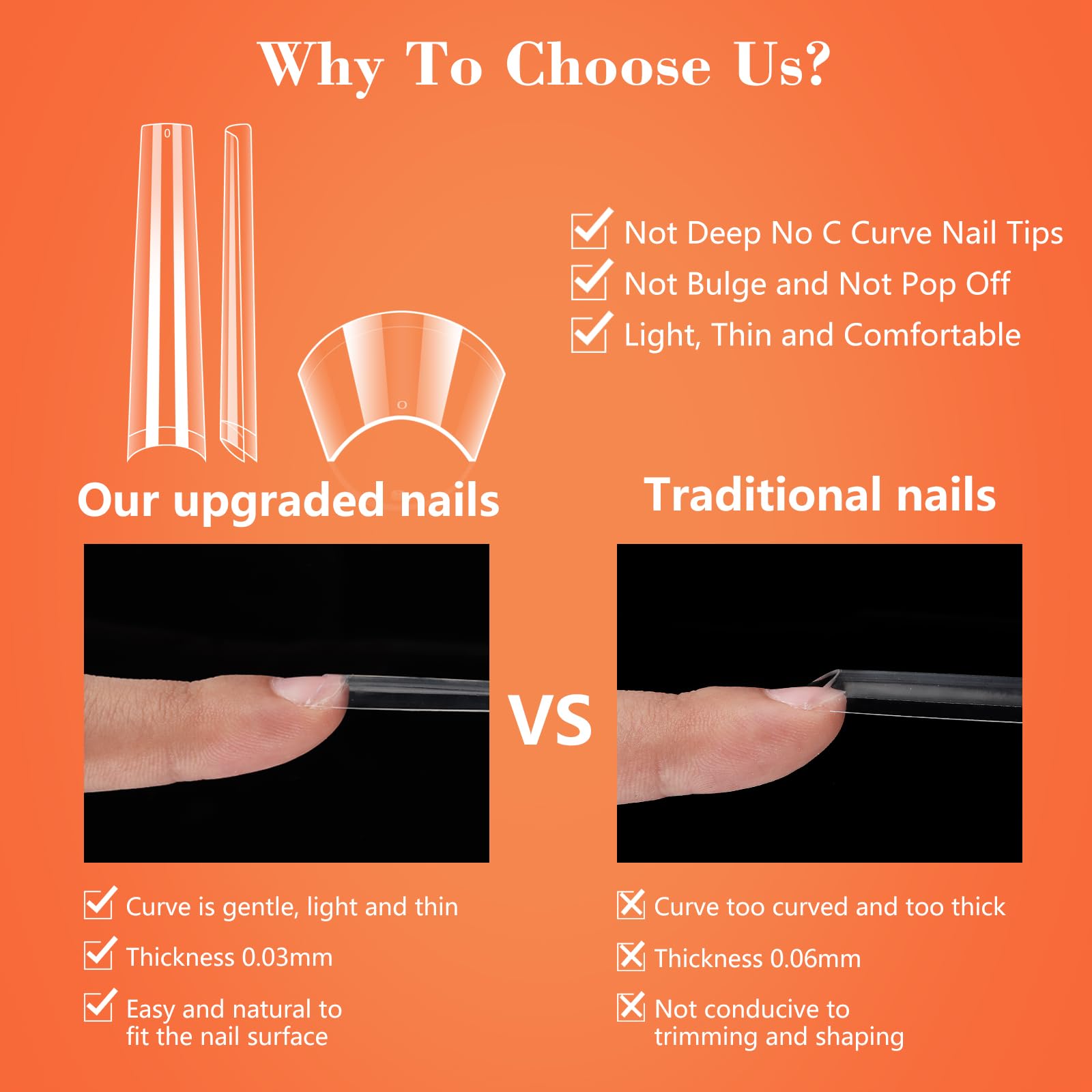 Long Clear Coffin Nails Tips: 504Pcs XXXL Extra Long No C Curve Nail Tips Coffin - Half Cover Gel Acrylic Nail Tips for Women Salons Home DIY with 2 Nail Files - Image 5