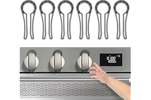 AXFVD Stove Knob Safety Locks – Gas Stove Oven Knob Safety Covers –Child and Pets Proofing Locks (6 Pack) Grey