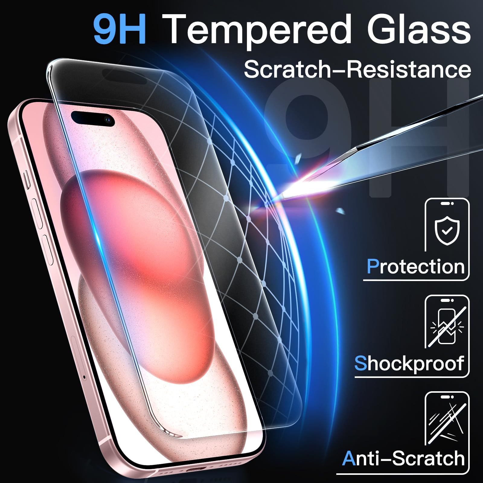 Matte Screen Protector for iPhone 15 / 15 Plus / 15 Pro / 15 Pro Max, 2-Pack